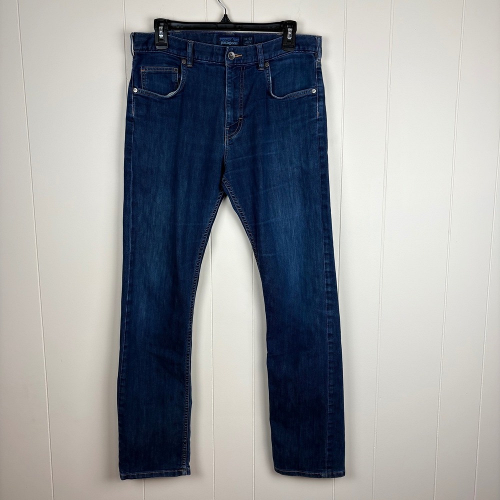 Patagonia Mens Iron Clad Organic Cotton Blend Denim Jeans Dark Wash 33x32
